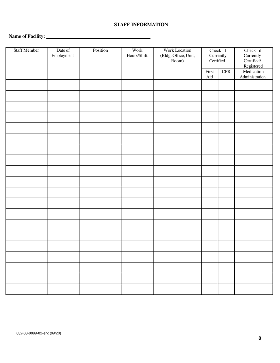 Form 032-08-0099-02-ENG Renewal Application for a License to Operate a Childrens Residential Facility (Crf) - Virginia, Page 8