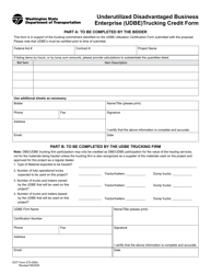 DOT Form 272-058U Underutilized Disadvantaged Business Enterprise (Udbe) Trucking Credit Form - Washington