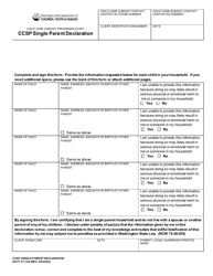 Document preview: DCYF Form 27-164 Ccsp Single Parent Declaration - Washington