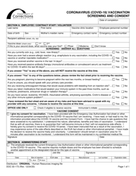 Document preview: Form DOC03-173 Coronavirus (Covid-19) Vaccination Screening and Consent - Washington