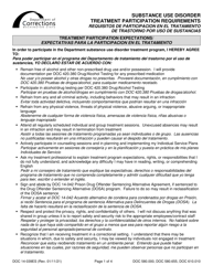 Form DOC14-039ES Substance Use Disorder Treatmant Participation Requirements - Washington (English/Spanish)