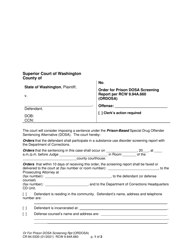 Document preview: Form CR84.0330 Order for Prison Dosa Screening Report Per Rcw 9.94a.660 (Ordosa) - Washington