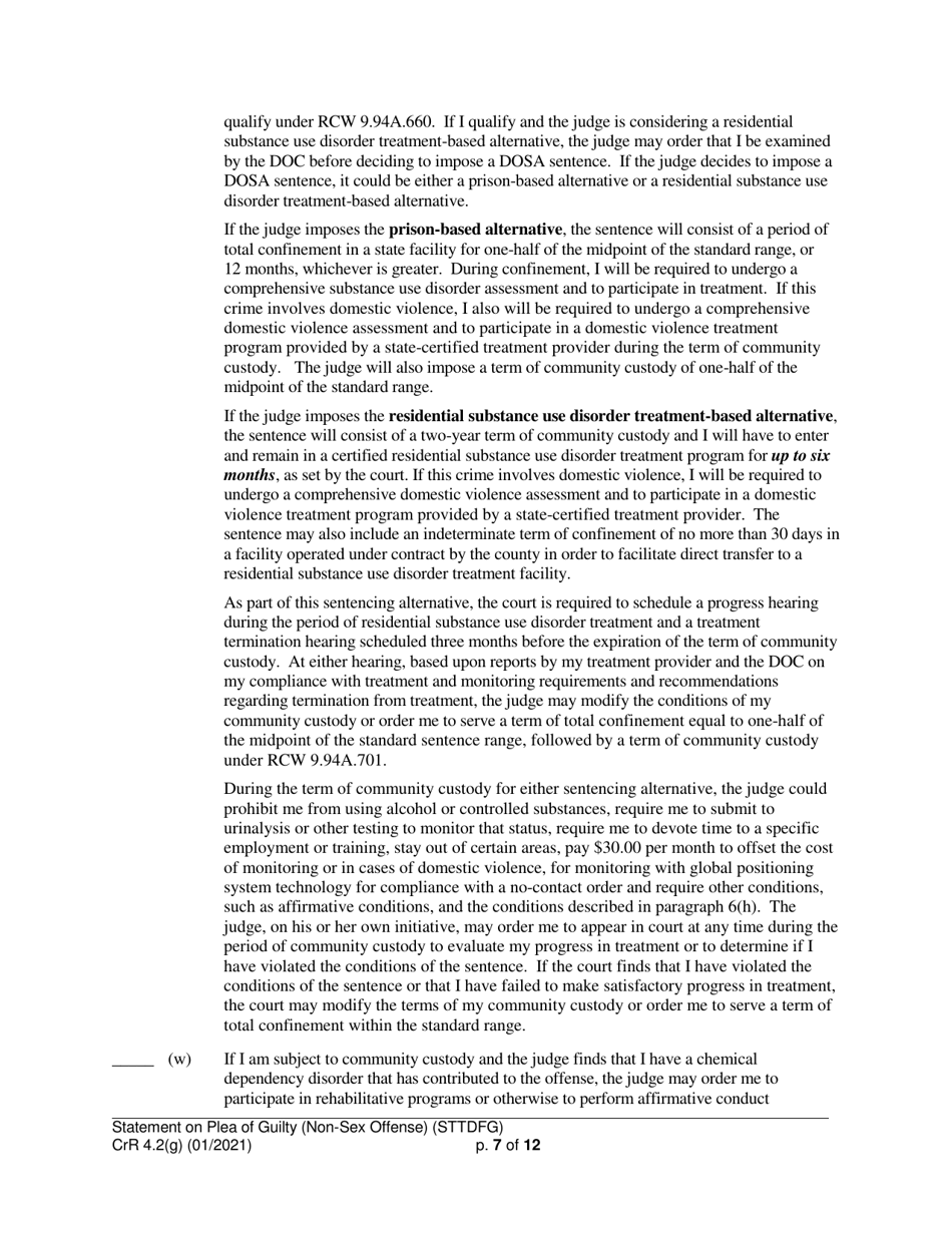 Form CRR4.2(G) NON-SEX OFFENSE Statement of Defendant on Plea of Guilty to Non-sex Offense (Felony) - Washington, Page 7