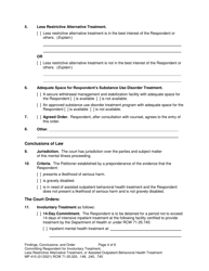 Form MP410 Findings, Conclusions, and Order Committing Respondent for Involuntary Treatment or Less Restrictive Alternative Treatment, or Assisted Outpatient Behavioral Health Treatment (14-day, 90-day LRA, 90-day Aot) - Washington, Page 4