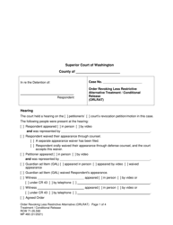 Form MP460 Order Revoking Less Restrictive Alternative Treatment/Conditional Release (Orlrat) - Washington