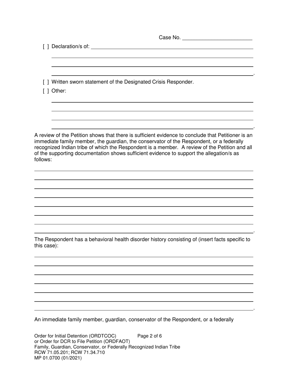 Form MP01.0700 Joels Law Order for Initial Detention - Washington, Page 2