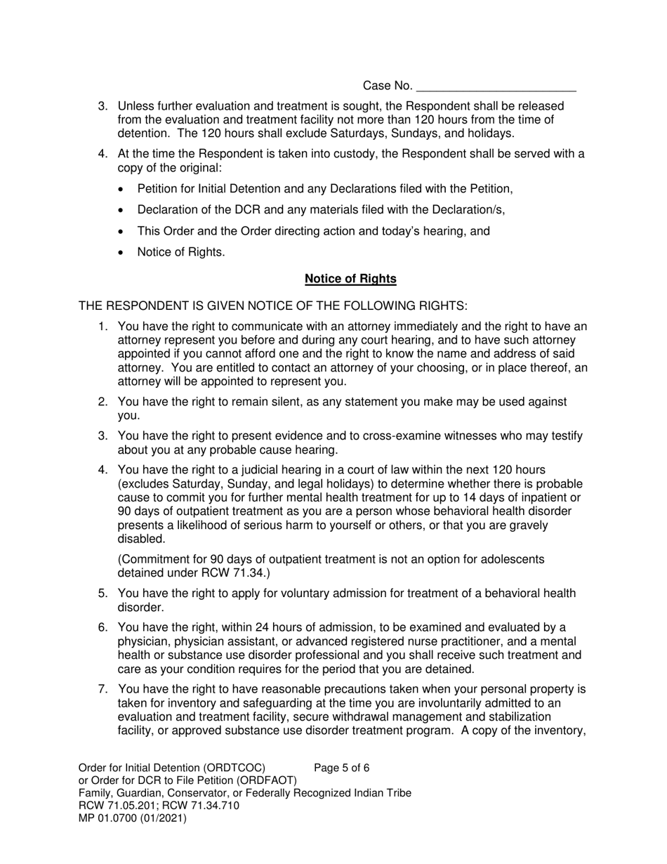 Form MP01.0700 Joels Law Order for Initial Detention - Washington, Page 5
