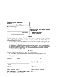 Document preview: Form RR01.0600 Order on Relief From Duty to Register Post-ssoda - Washington