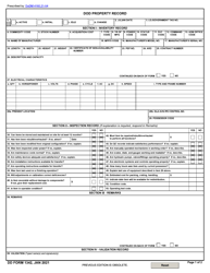 Document preview: DD Form 1342 DoD Property Record