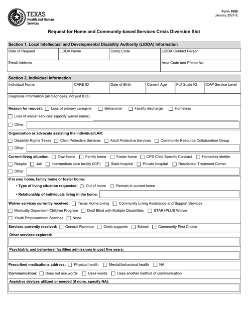 Form 1058  Printable Pdf