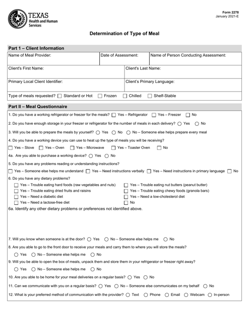 Form 2278  Printable Pdf