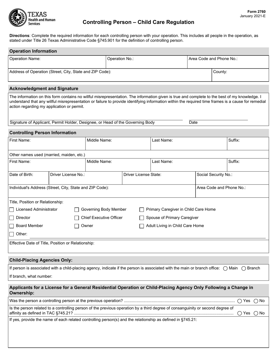 Form 2760 Download Fillable Pdf Or Fill Online Controlling Person