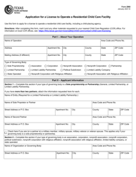 Form 2960 Application for a License to Operate a Residential Child Care Facility - Texas