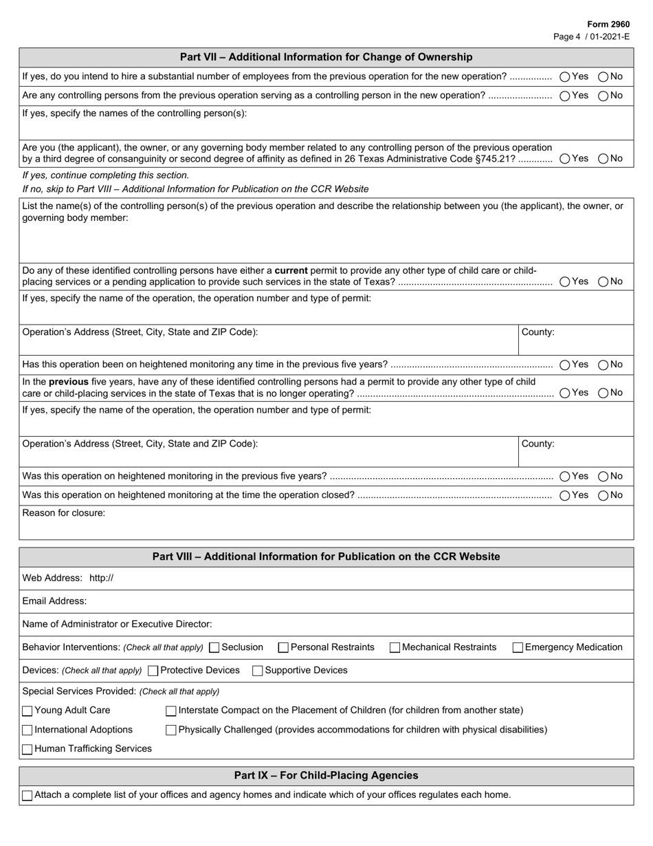 Form 2960 Download Fillable PDF or Fill Online Application for a ...