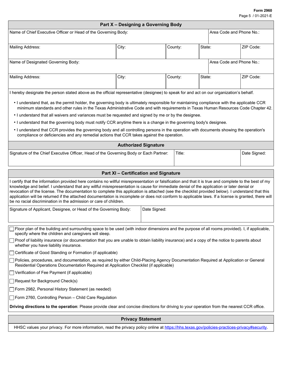 Form 2960 Download Fillable Pdf Or Fill Online Application For A 