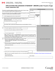 Form CIT0003 Application for Canadian Citizenship - Minors (Under 18 Years of Age) Under Subsection 5(2) - Canada