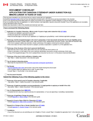 Document preview: Form CIT0008 Document Checklist: Application for Canadian Citizenship Under Paragraph 5(2) - Minors (Under 18 Years of Age) - Canada