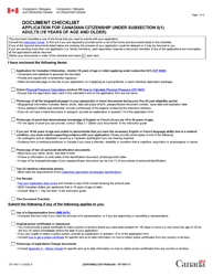 Document preview: Form CIT0007 Document Checklist: Application for Canadian Citizenship Under Subsection 5(1) - Adults (18 Years of Age and Older) - Canada