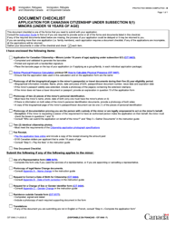 Document preview: Form CIT0560 Document Checklist: Application for Canadian Citizenship Under Subsection 5(1) - Minors (Under 18 Years of Age) - Canada