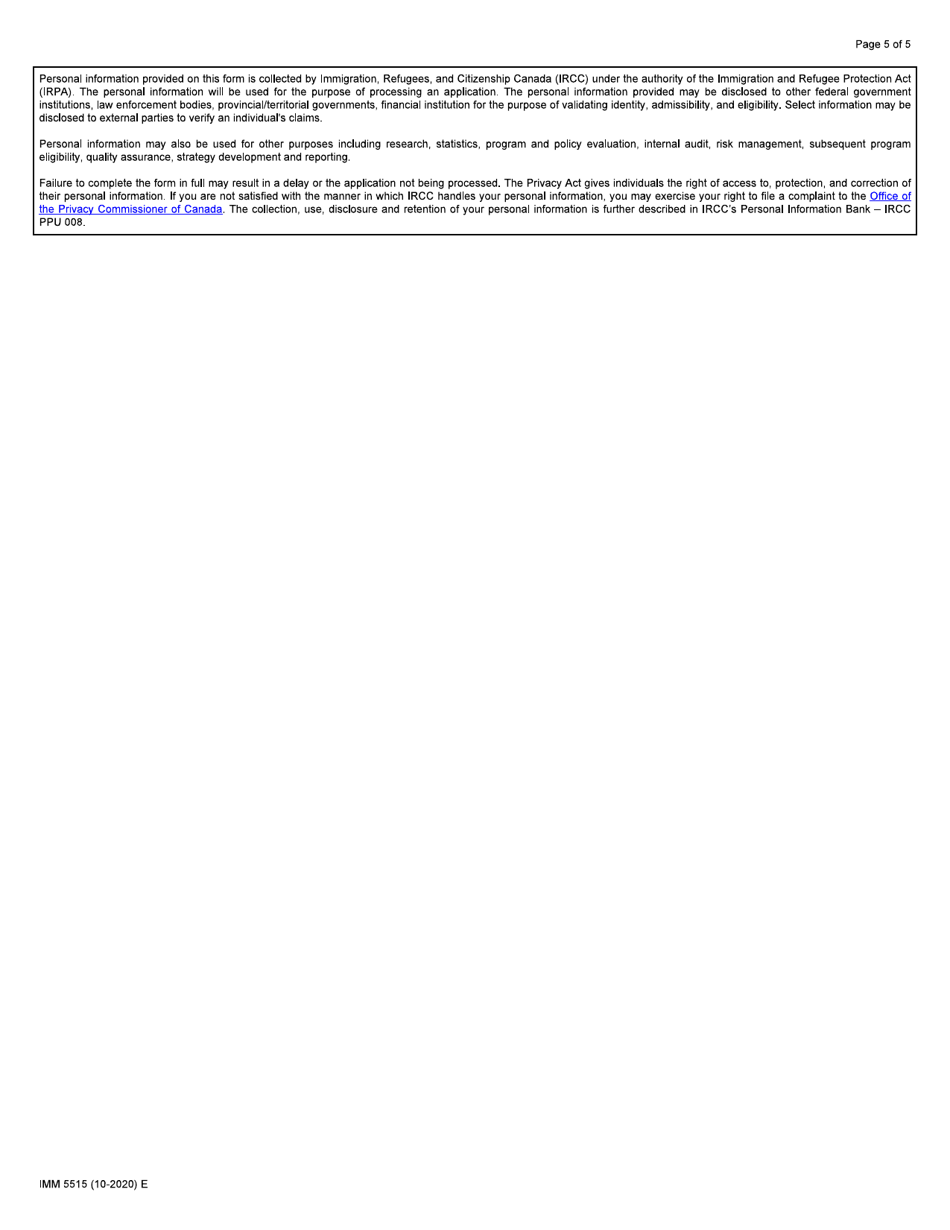 Form IMM5515 Settlement Plan and Financial Assessment Community Sponsors - Canada, Page 5