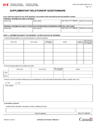 Document preview: Form IMM5526 Supplementary Relationship Questionnaire - Canada