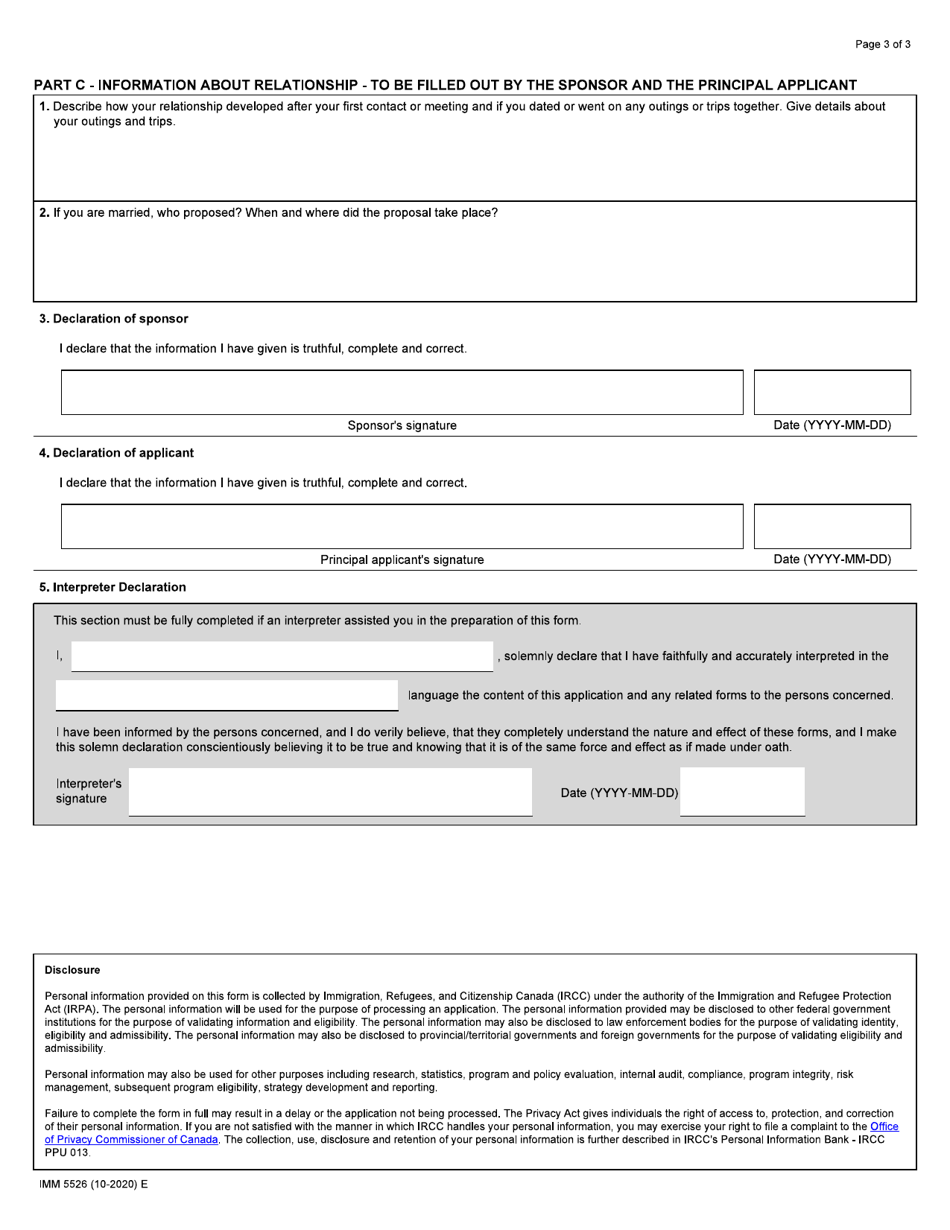 Form IMM5526 Supplementary Relationship Questionnaire - Canada, Page 3