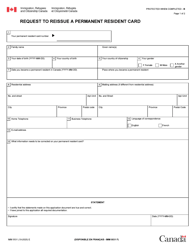 Form IMM5531 Request to Reissue a Permanent Resident Card - Canada