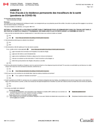 Document preview: Forme IMM1018 Annexe 1 Voie D'acces a La Residence Permanente DES Travailleurs De La Sante (Pandemie De Covid-19) - Canada (French)