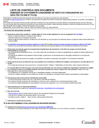 Forme CIT0007 Liste De Controle DES Documents: Demande De Citoyennete Canadienne En Vertu Du Paragraphe 5(1) - Adultes (18 Ans Et Plus) - Canada (French)