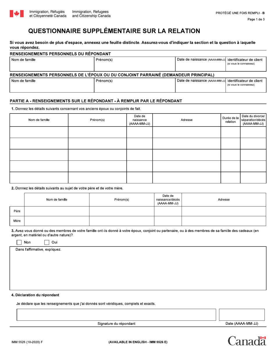 Forme Imm5526 Fill Out Sign Online And Download Fillable Pdf Canada French Templateroller 6128