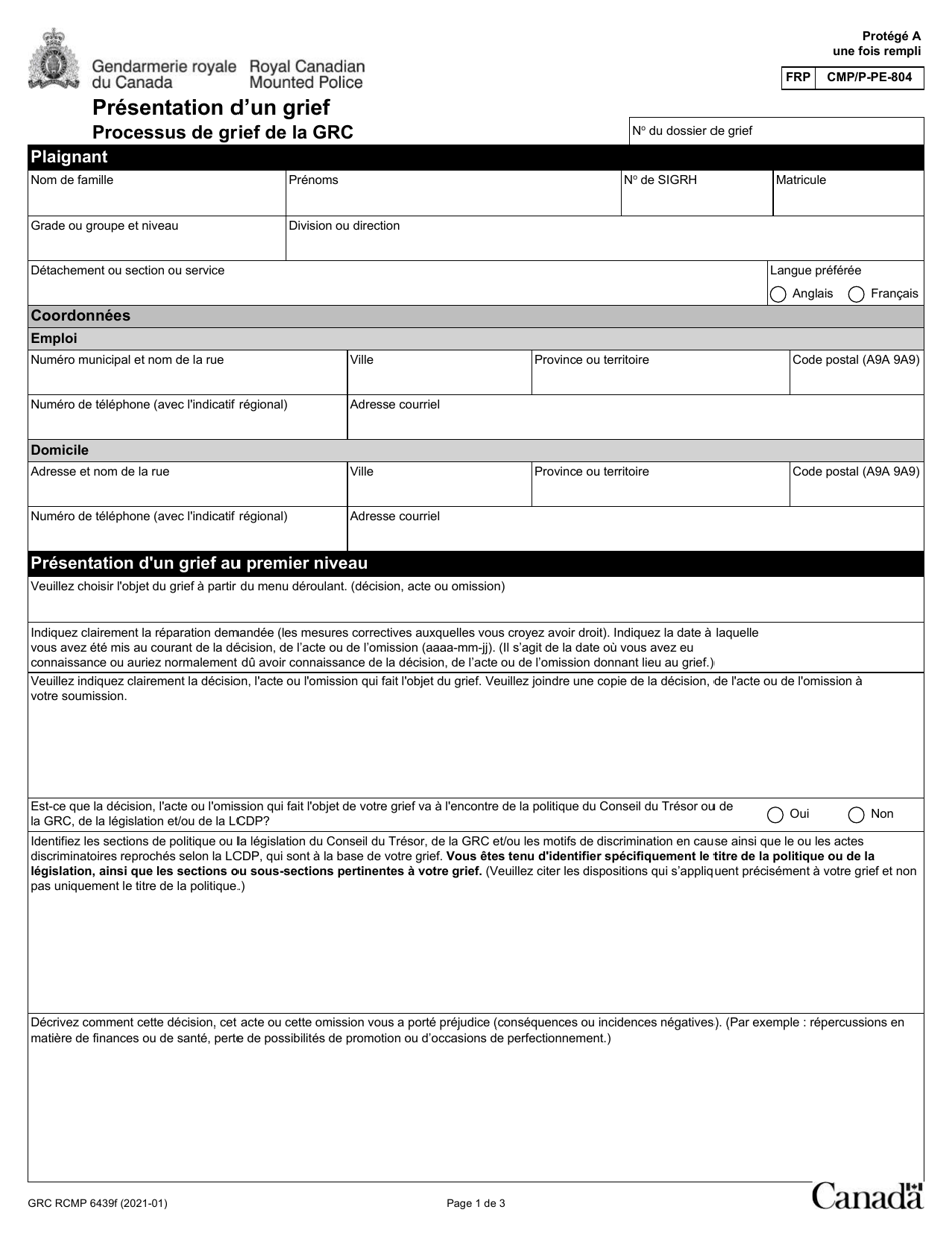 Forme RCMP GRC6439 Presentation Dun Grief - Canada (French), Page 3