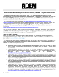 Document preview: Instructions for Construction Best Management Practices Plan (Cbmpp) - Alabama