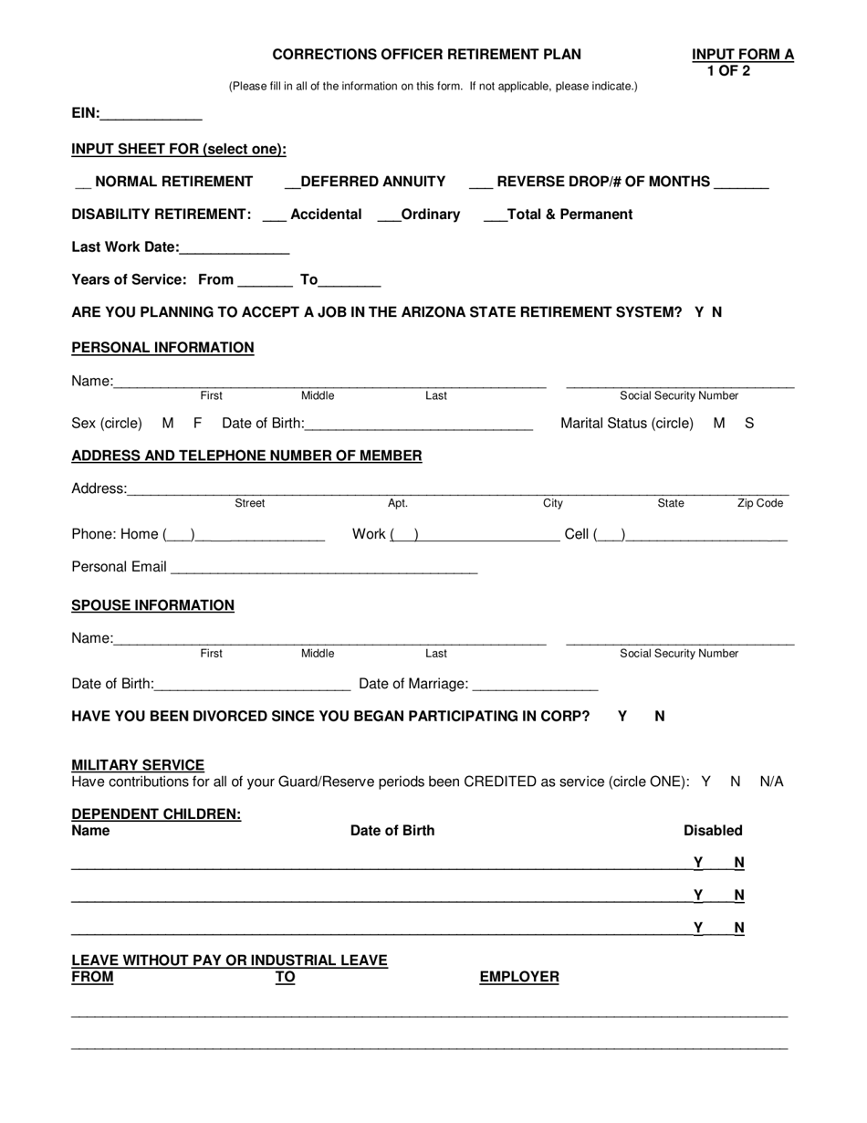 INPUT Form A - Fill Out, Sign Online and Download Printable PDF ...