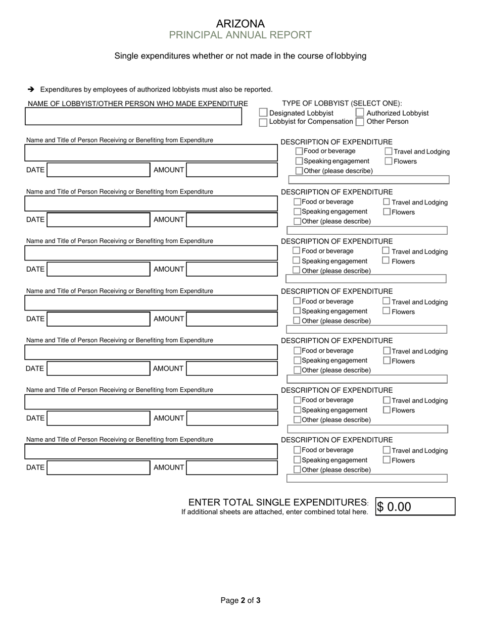 Principal Annual Report of Lobbying Activity - Arizona, Page 2