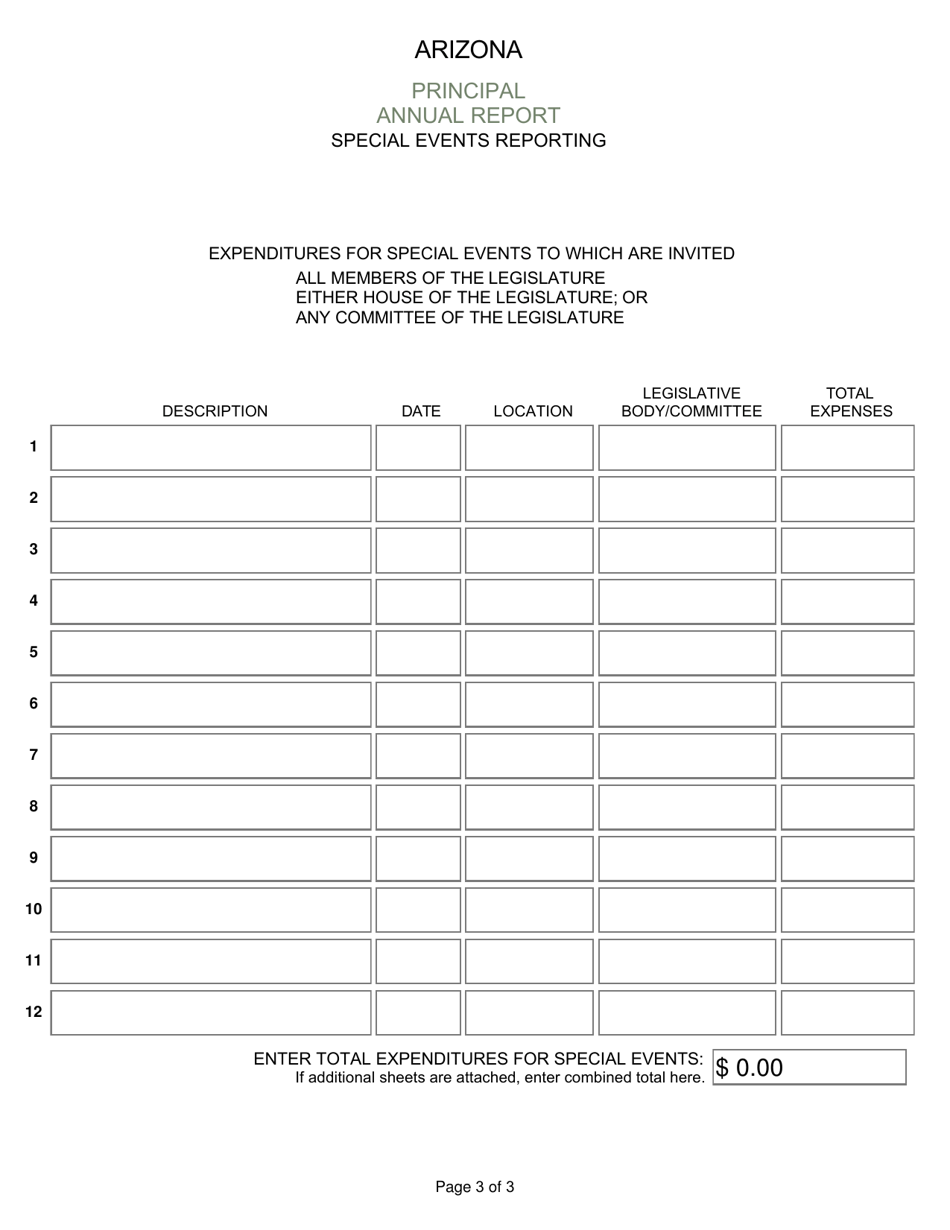 Principal Annual Report of Lobbying Activity - Arizona, Page 3