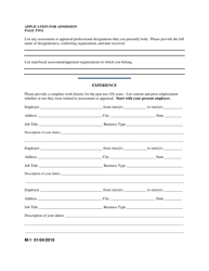 Form M-1 Application for Admission - Arkansas, Page 2
