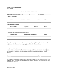 Form M-1 Application for Admission - Arkansas, Page 3