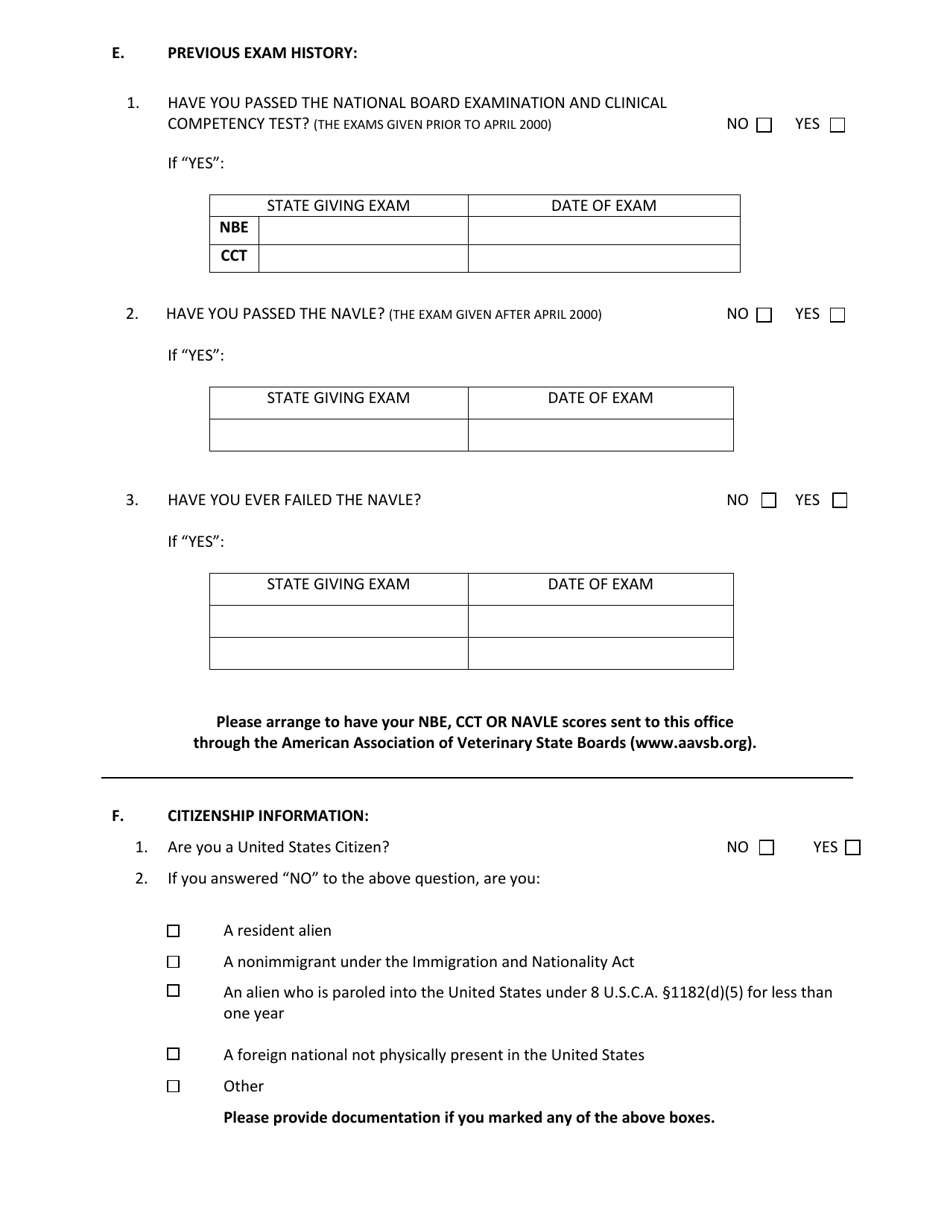 Application for Arkansas Veterinary Licensure - Arkansas, Page 3