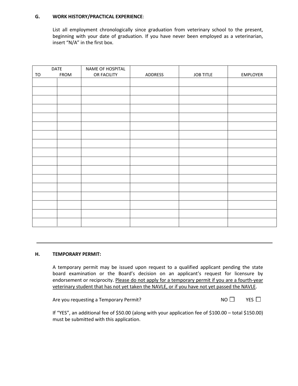 Application for Arkansas Veterinary Licensure - Arkansas, Page 4