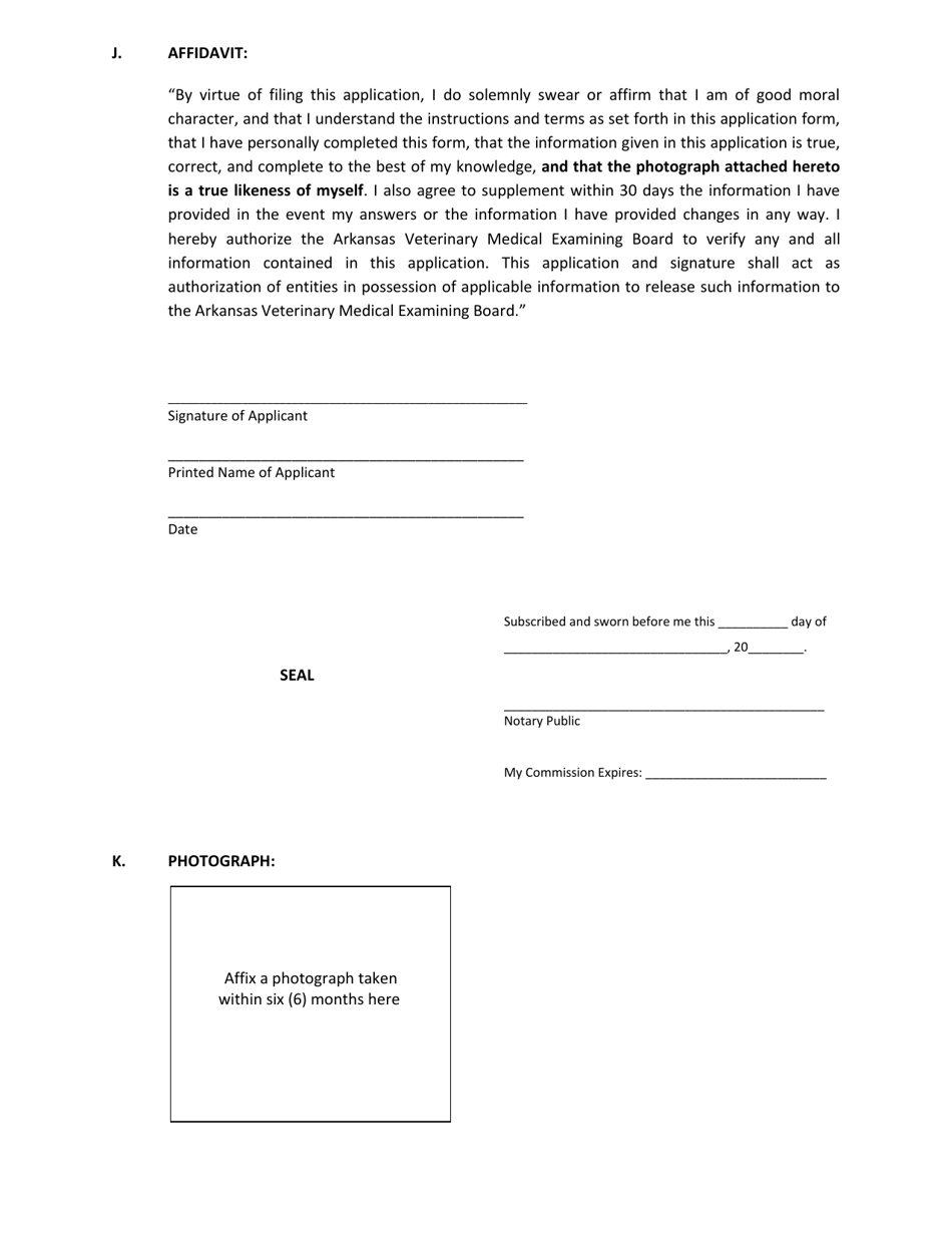 Application for Arkansas Veterinary Licensure - Arkansas, Page 6