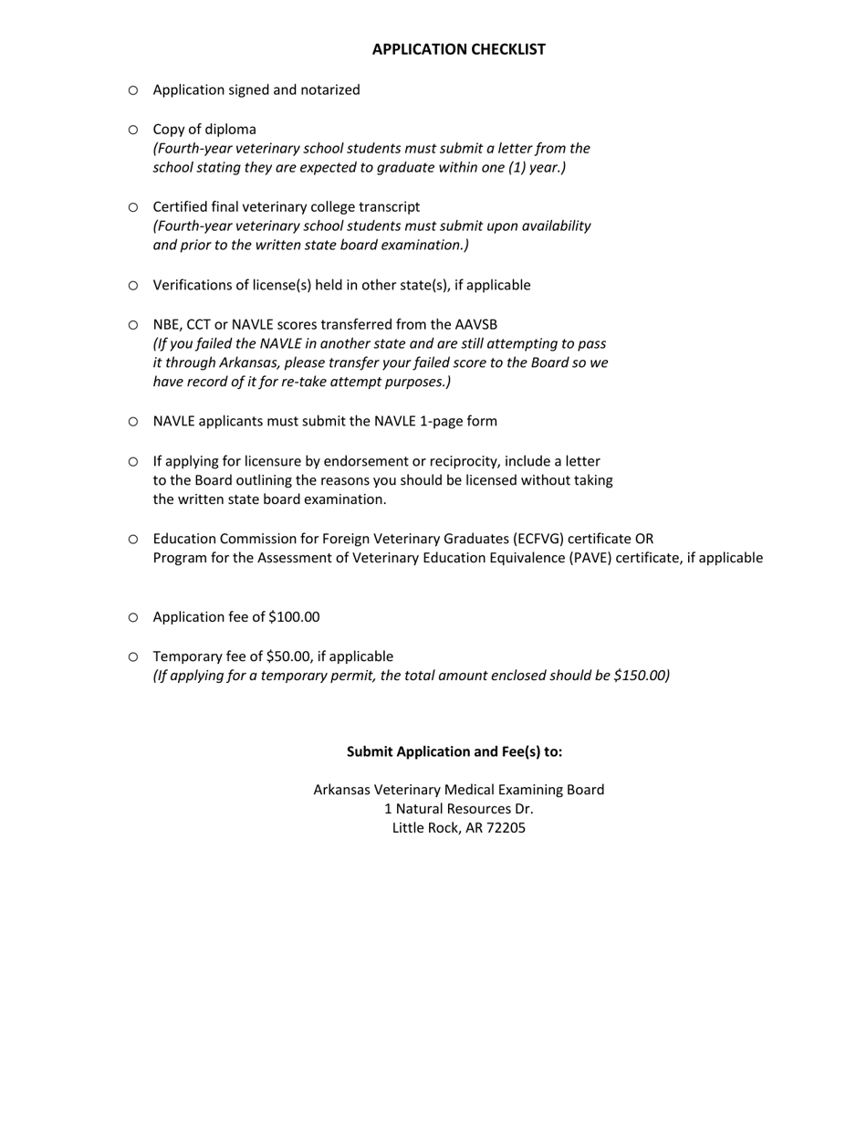 Application for Arkansas Veterinary Licensure - Arkansas, Page 7