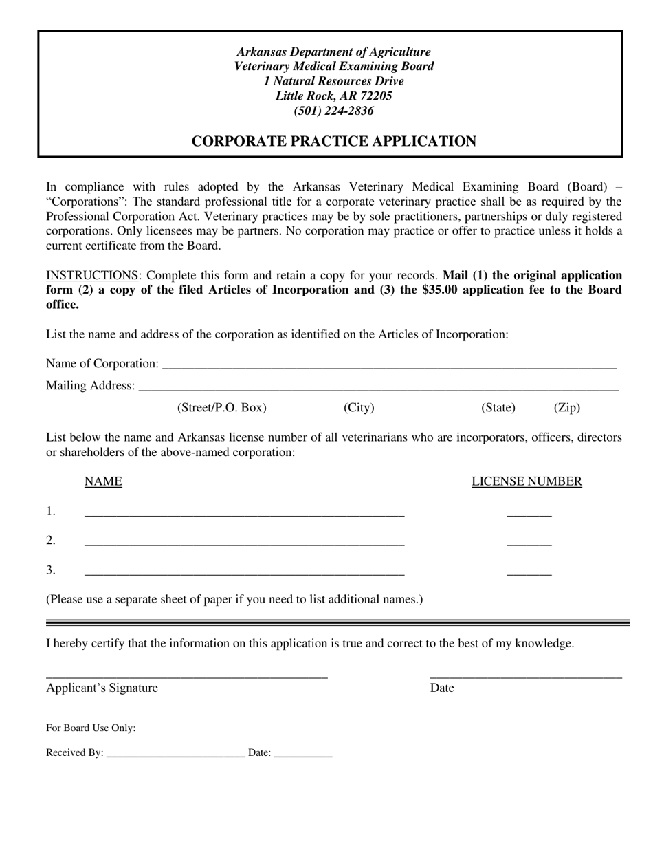 Arkansas Corporate Practice Application Fill Out, Sign Online and