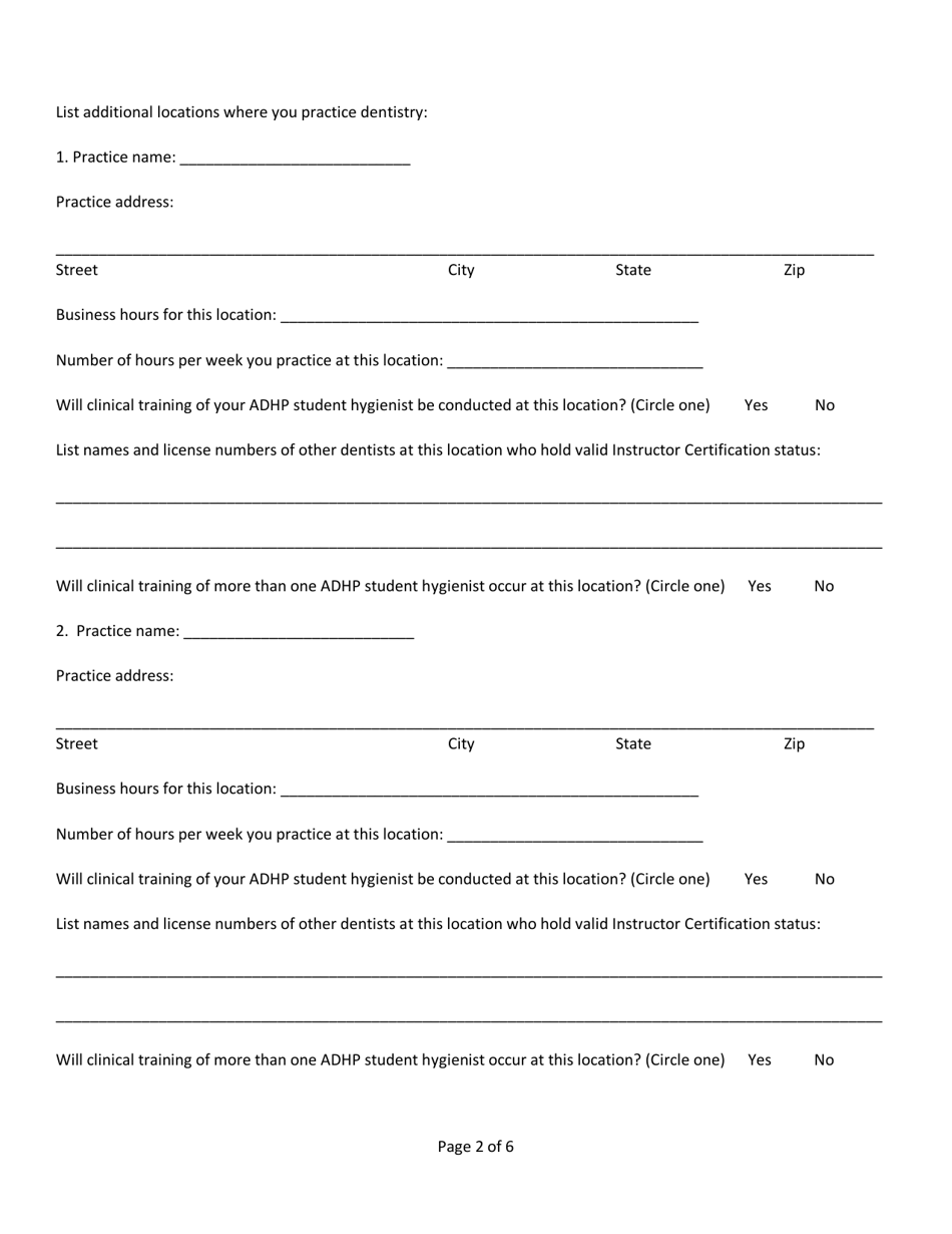 Alabama Dental Hygiene Program Instructor Certification Application - Alabama, Page 2