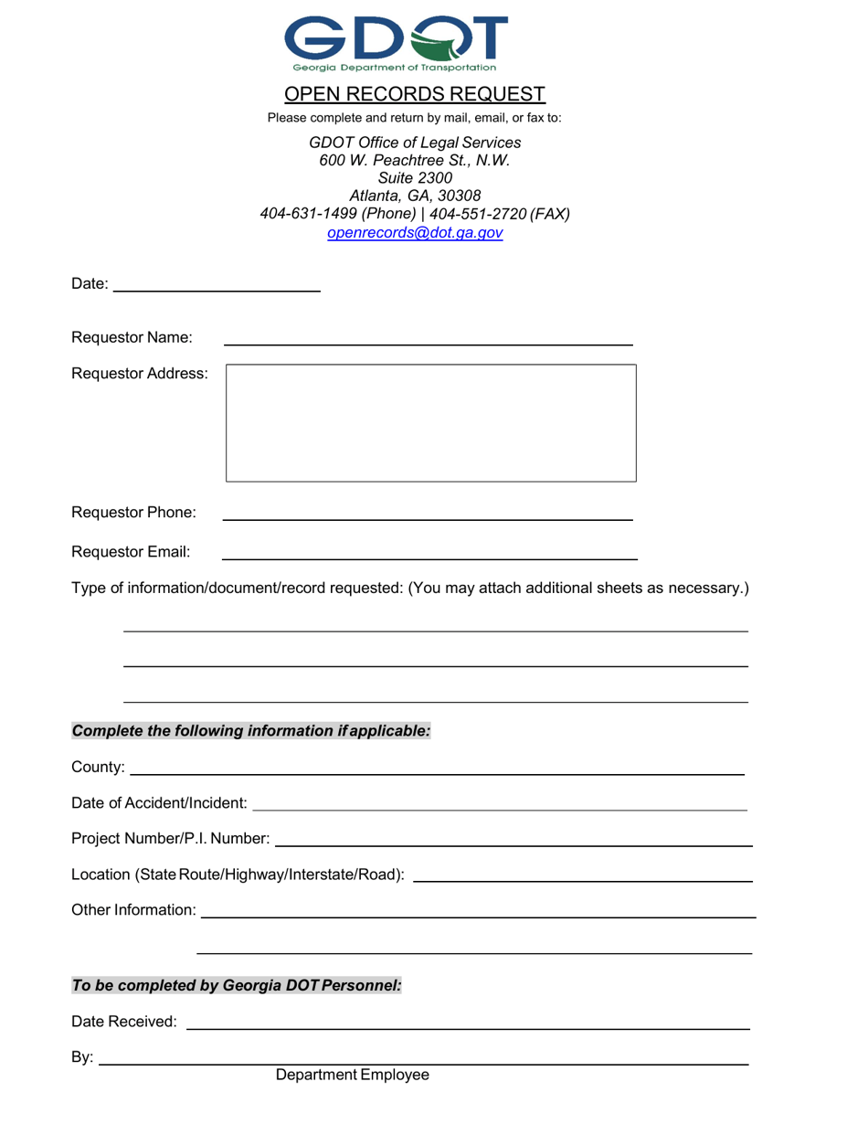 Open Records Request Template