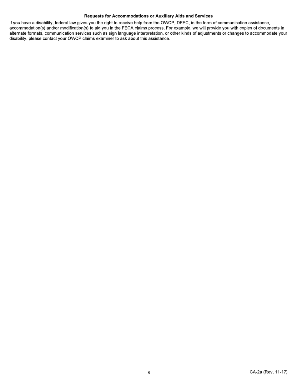 Form CA-2A Notice of Recurrence, Page 5