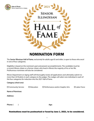Document preview: Form IL-402-1109 Senior Illinoisan Hall of Fame Nomination Form - Illinois