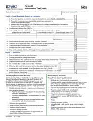 Form 49 (EFO00030) &quot;Investment Tax Credit&quot; - Idaho, 2020