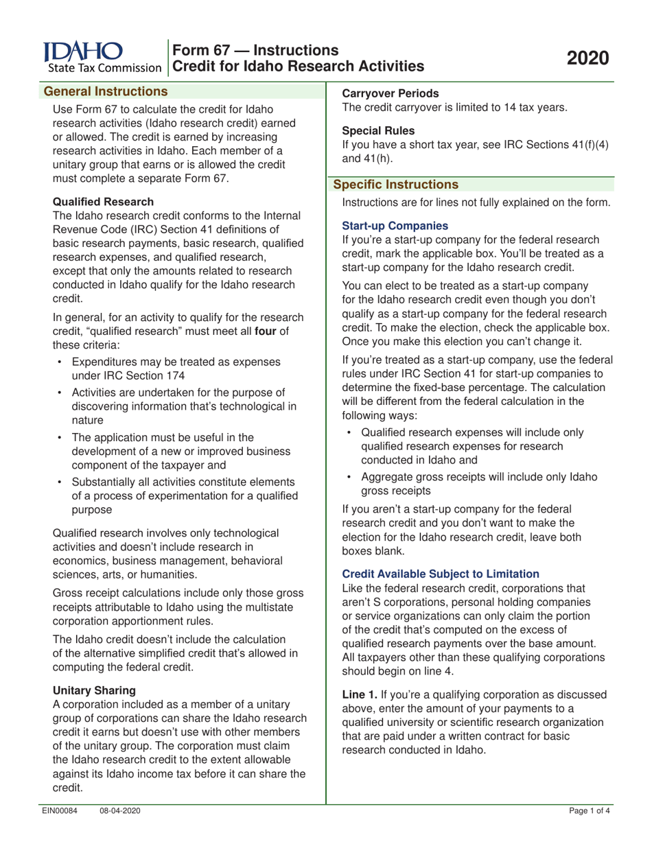 Form 67 (EFO00037) Credit for Idaho Research Activities - Idaho, Page 3