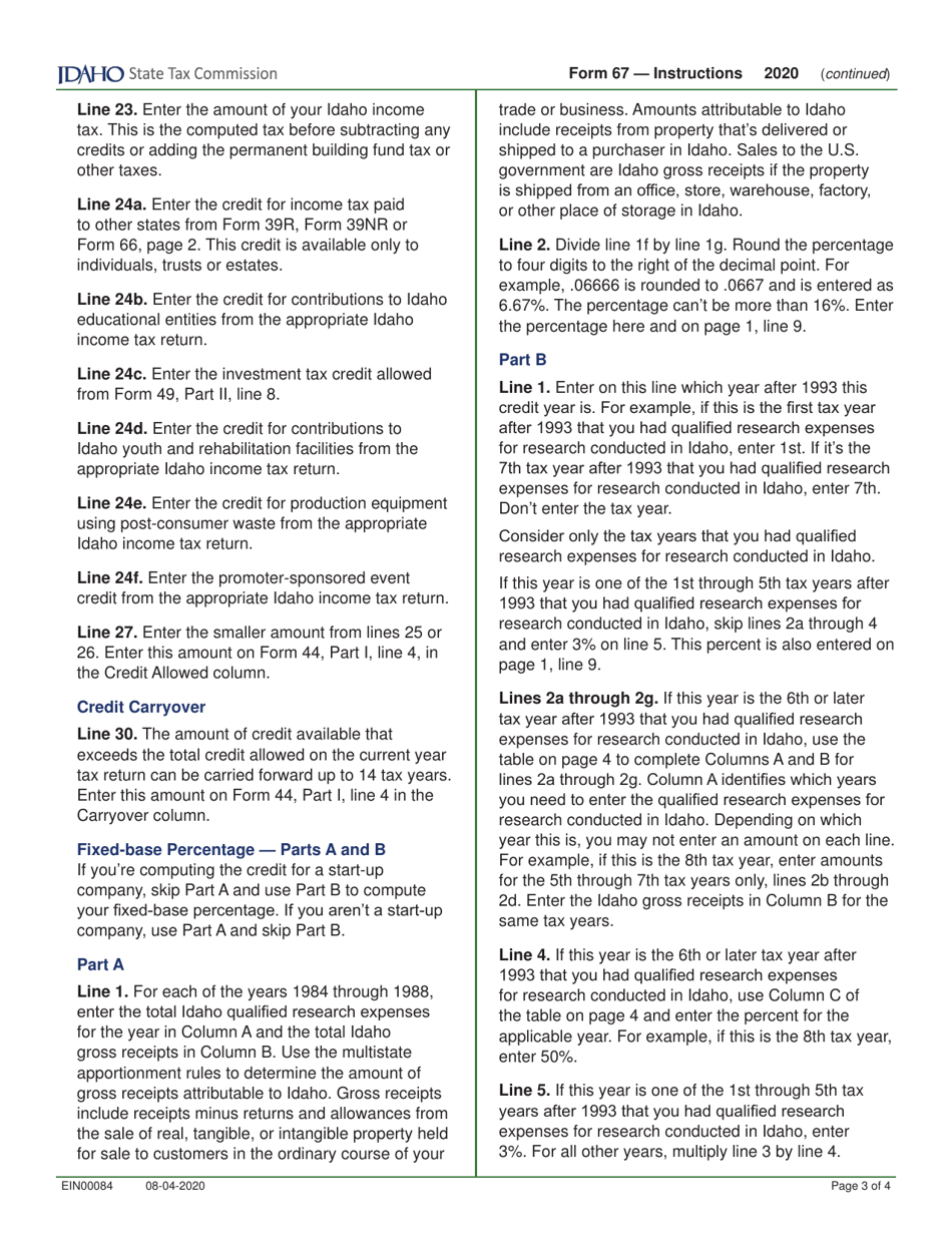 Form 67 (EFO00037) Credit for Idaho Research Activities - Idaho, Page 5