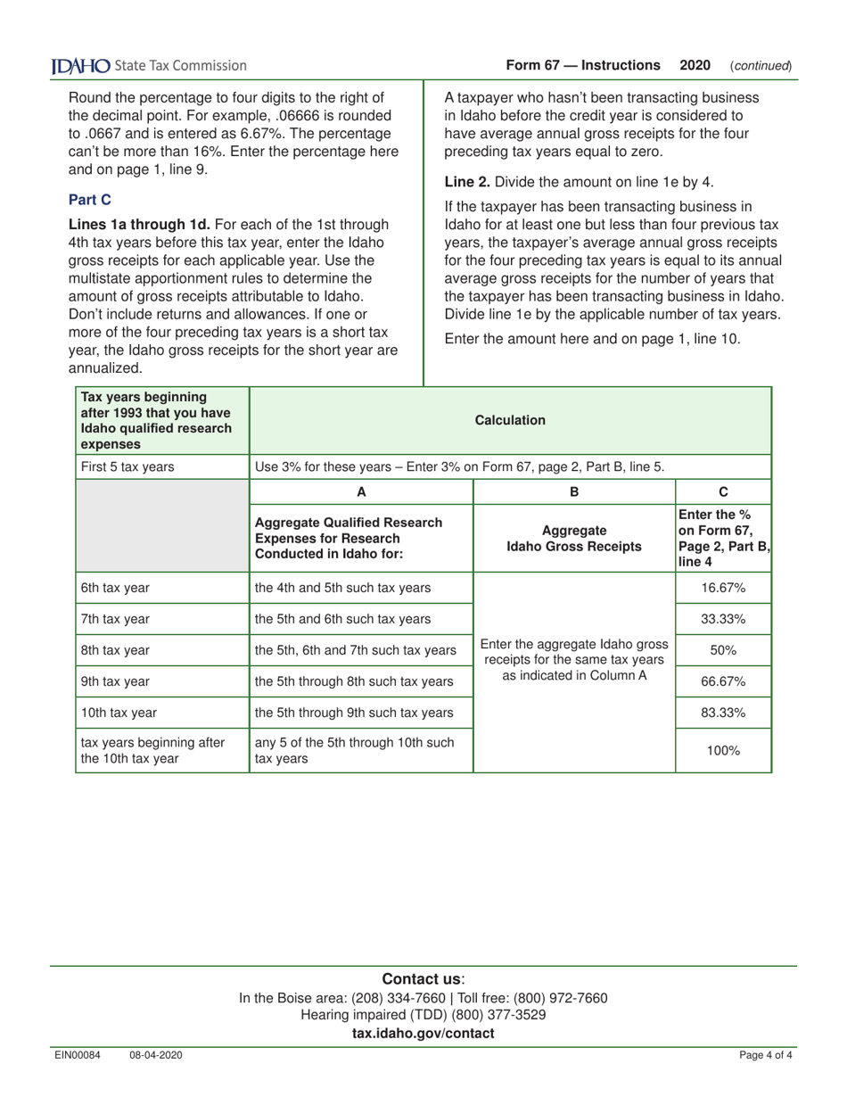 Form 67 (EFO00037) Credit for Idaho Research Activities - Idaho, Page 6